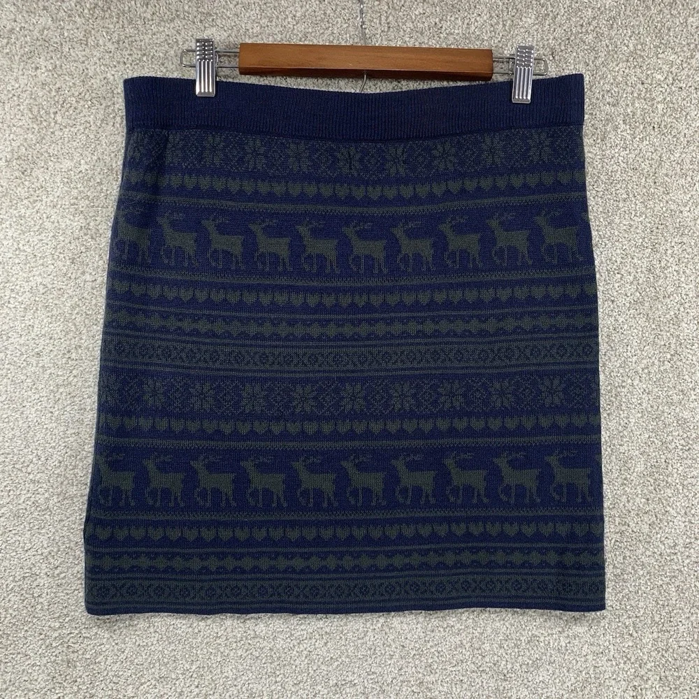 New VTG Y2K G21 Sweater Mini Skirt XL Christmas Fair Aisle Deer Cottage Core‎